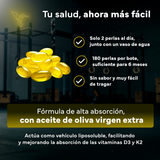 Vitamina D3 y K2 4000 UI + 200 µg de Vitamina K2 MK7 con Aceite de Oliva Virgen Extra – Alta Biodisponibilidad de MK 7