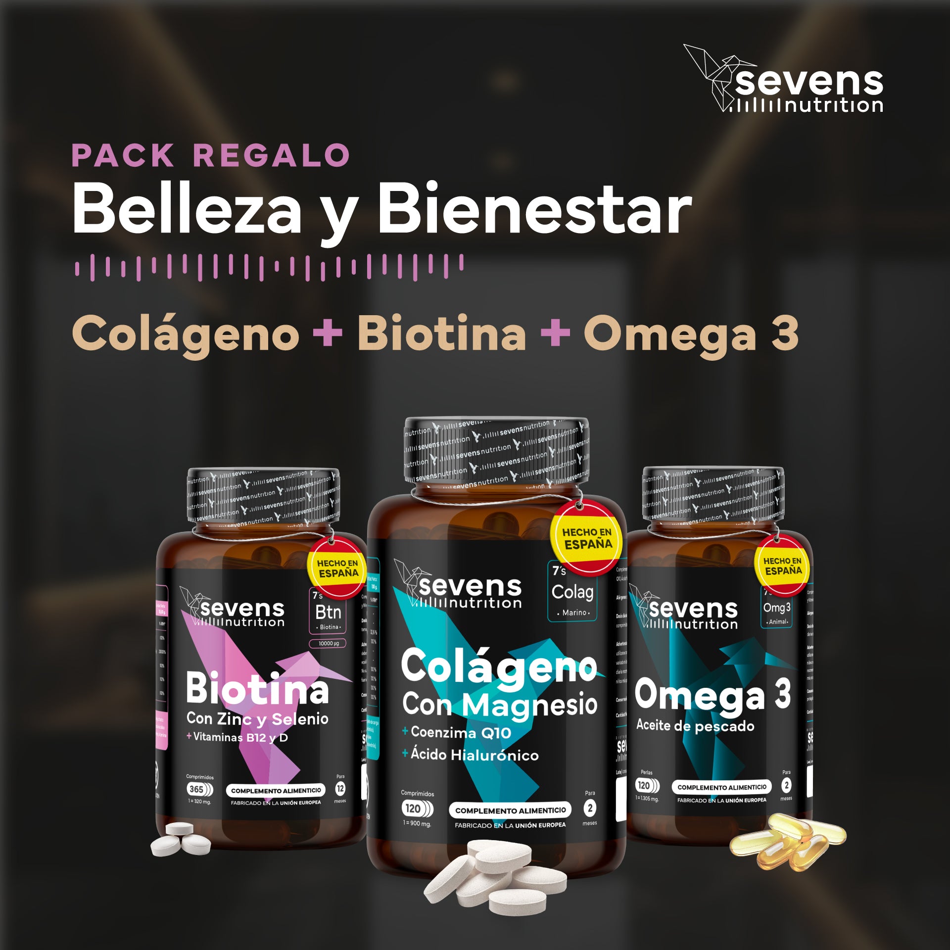 Inograf Pack Pack Belleza y Bienestar. Incluye Biotina + Colágeno + Omega 3 – Sevens ...