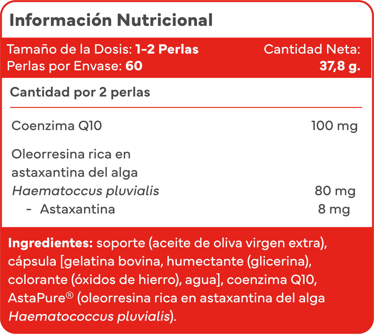 Astaxantina pura Sevens Nutrition antienvejecimiento