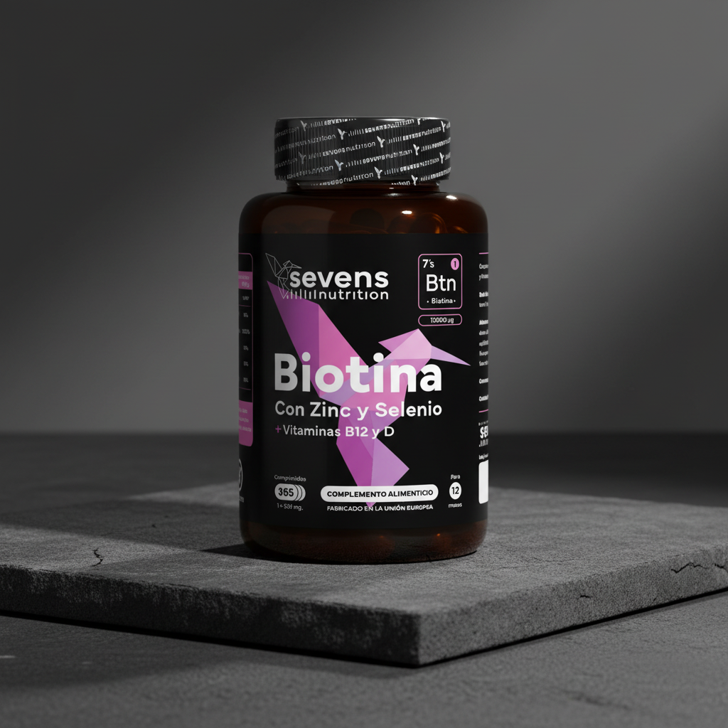 Suplemento de biotina con vitamina B7 para fortalecer el cabello