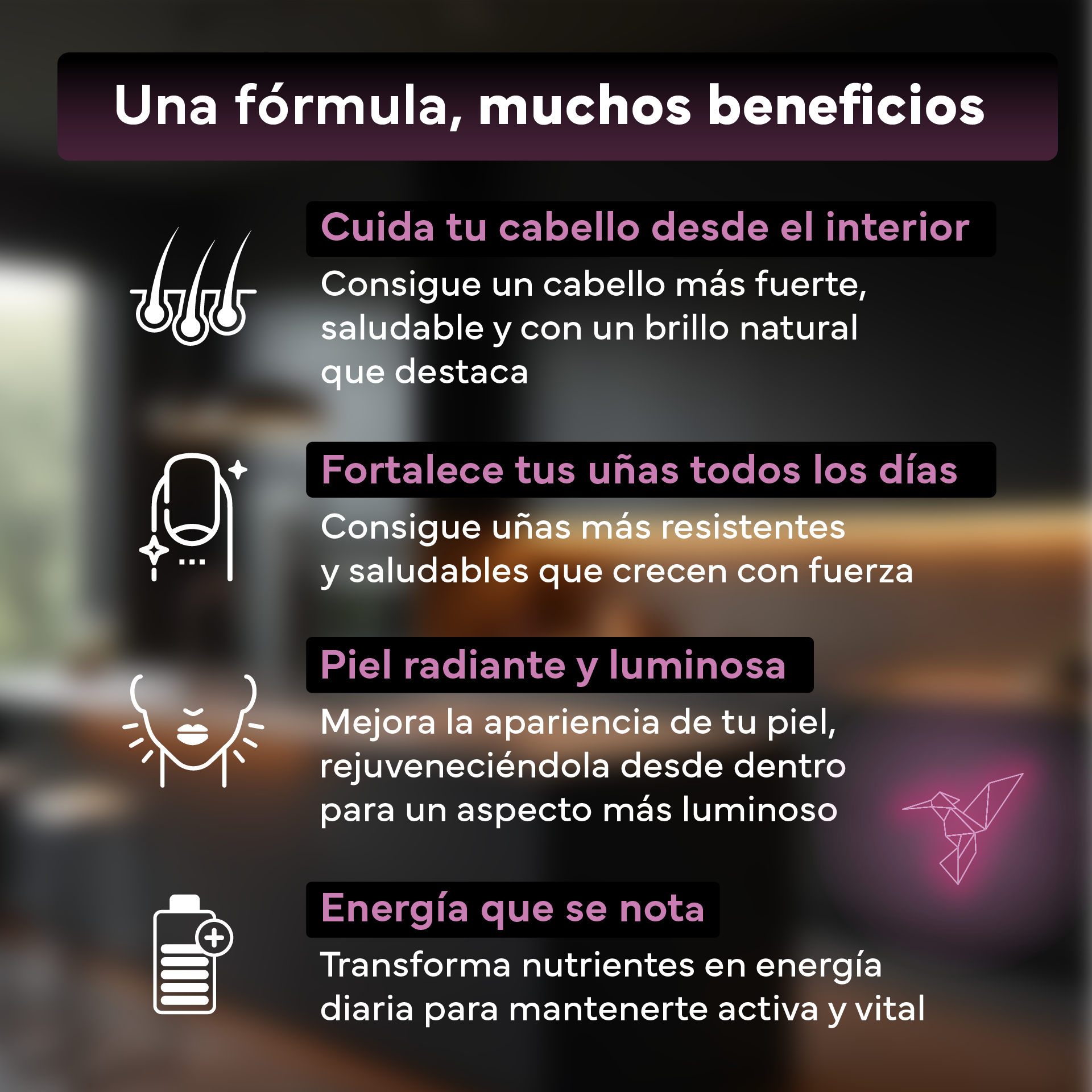 Biotina Sevens Nutrition para una piel luminosa y un cabello más fuerte