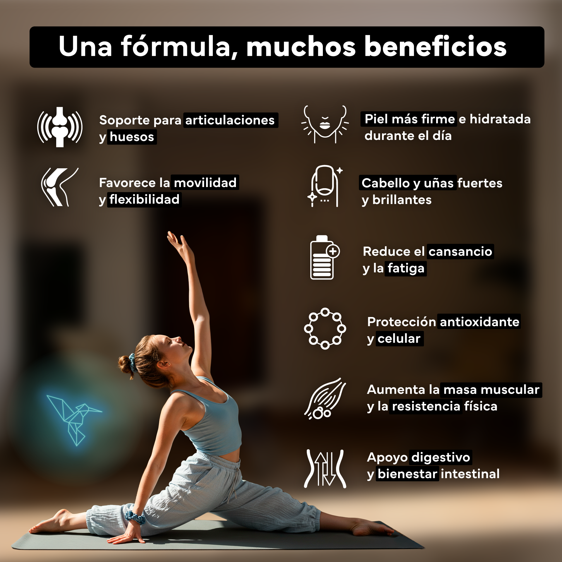 Colágeno puro Sevens Nutrition con magnesio, ideal para piel y articulaciones