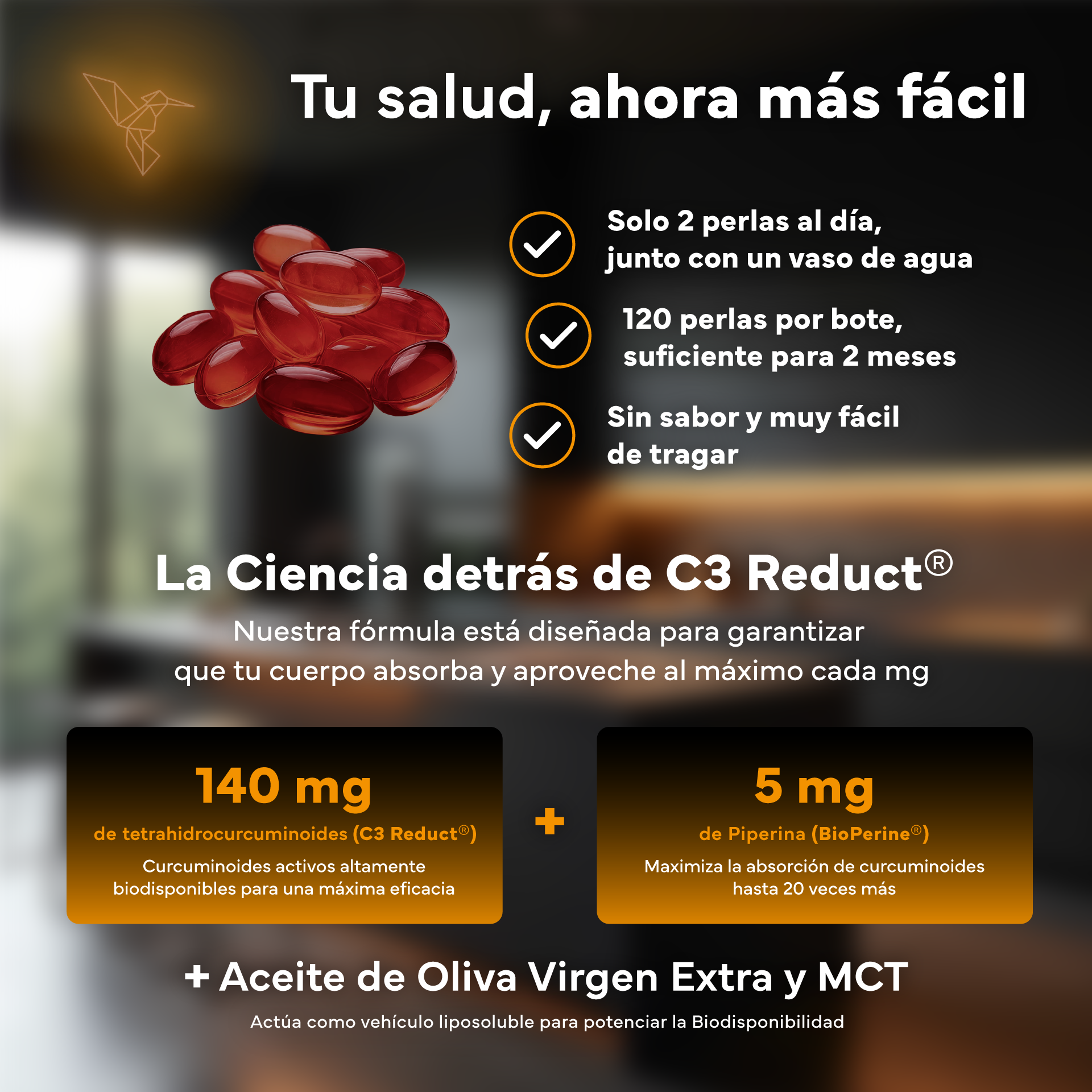 Cúrcuma C3 Reduct con pimienta negra para una mayor biodisponibilidad