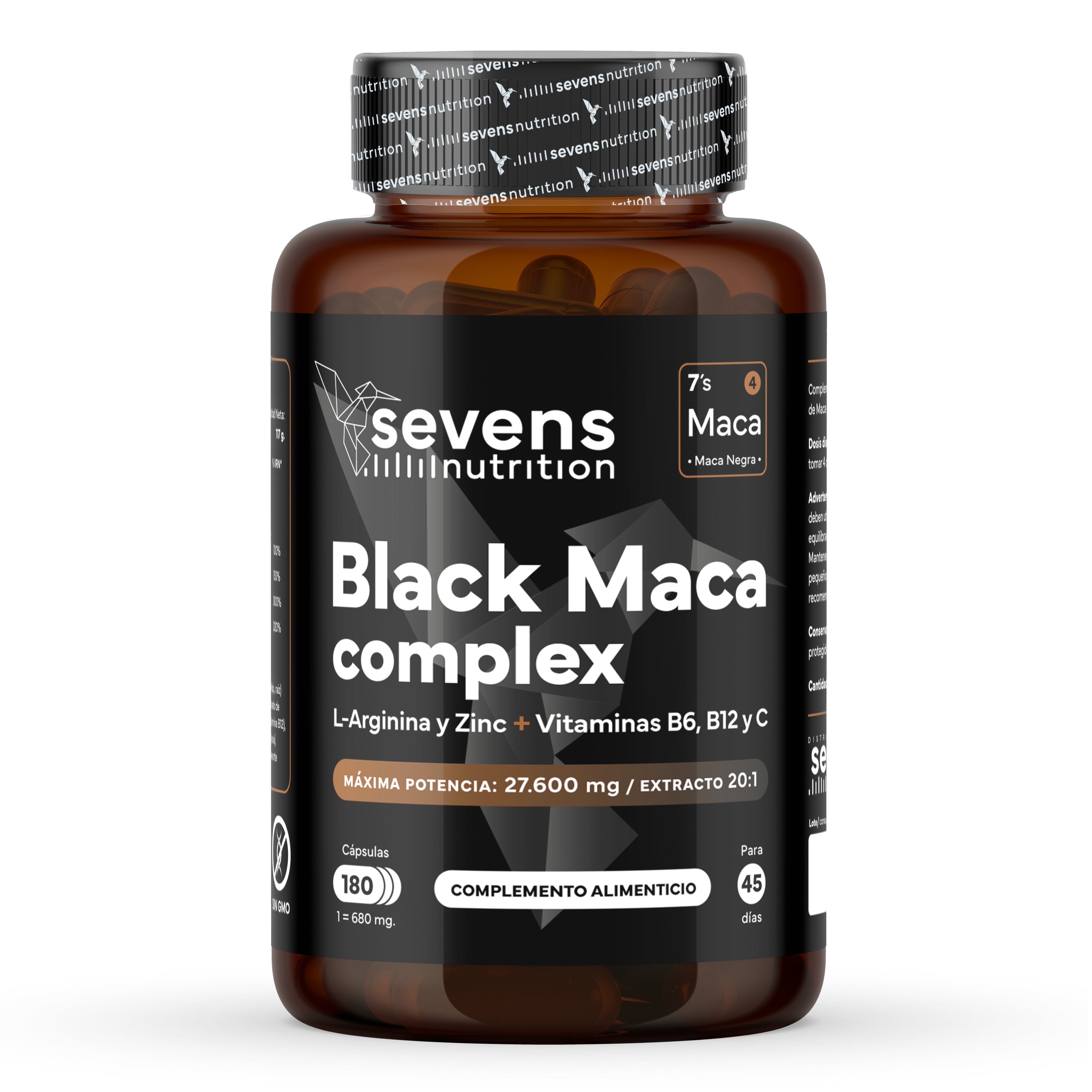 Maca Negra Sevens Nutrition con extracto 20:1, L-arginina y zinc