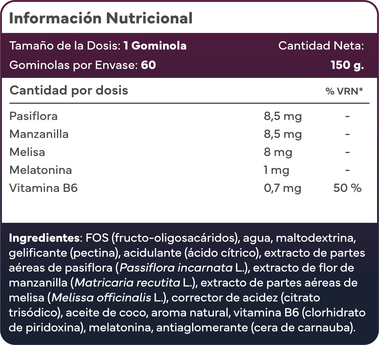 Melatonina natural Sevens Nutrition con combinación de extractos vegetales