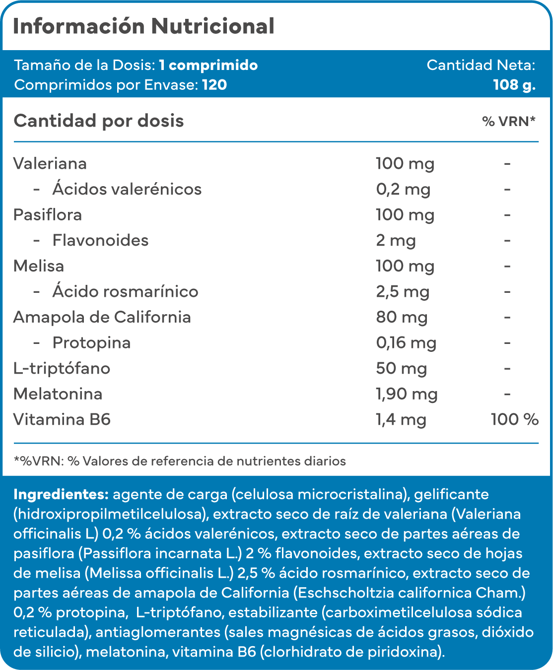 Melatonina natural Sevens Nutrition con combinación de extractos vegetales