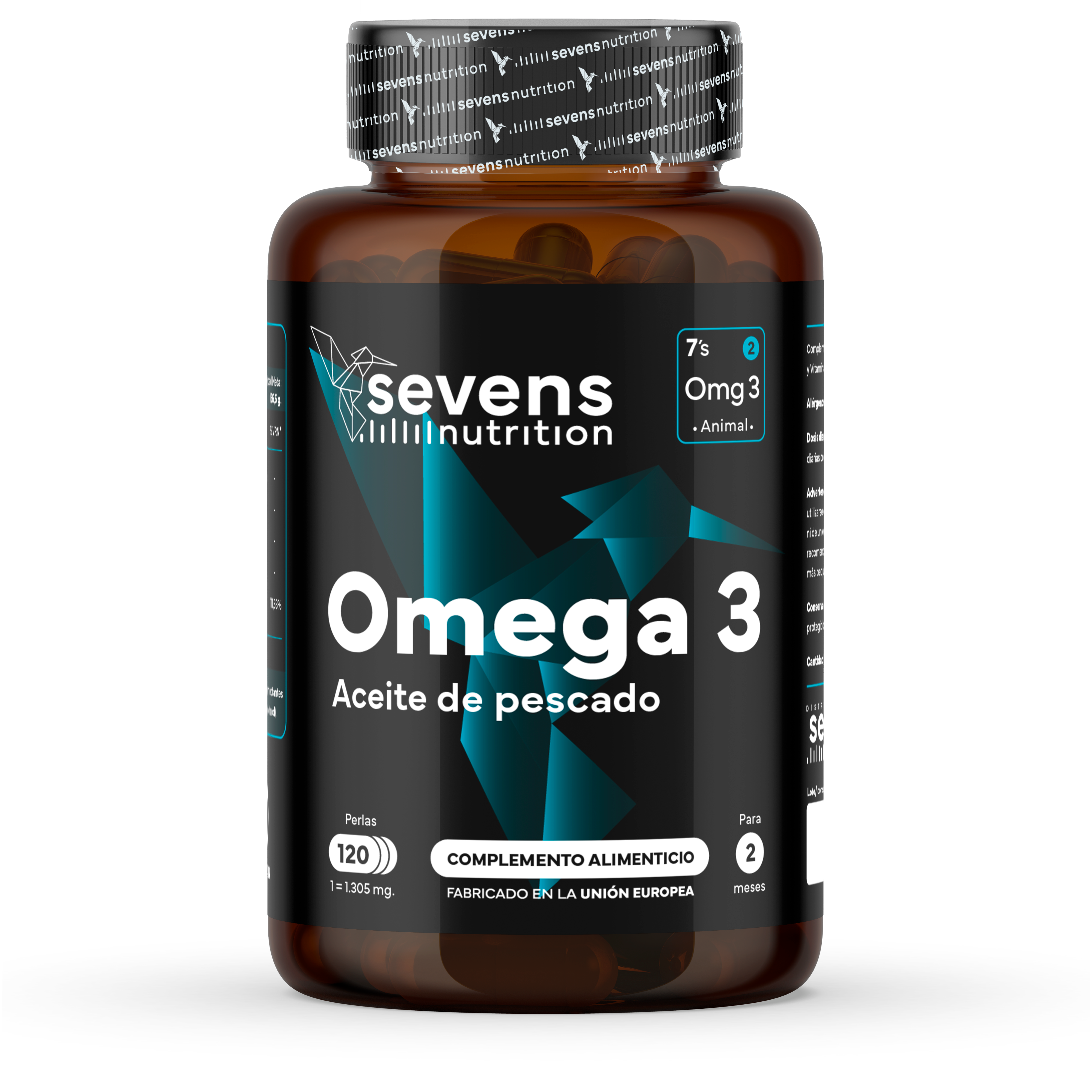 Omega 3 de pescado Sevens Nutrition con 720 mg EPA y 480 mg DHA