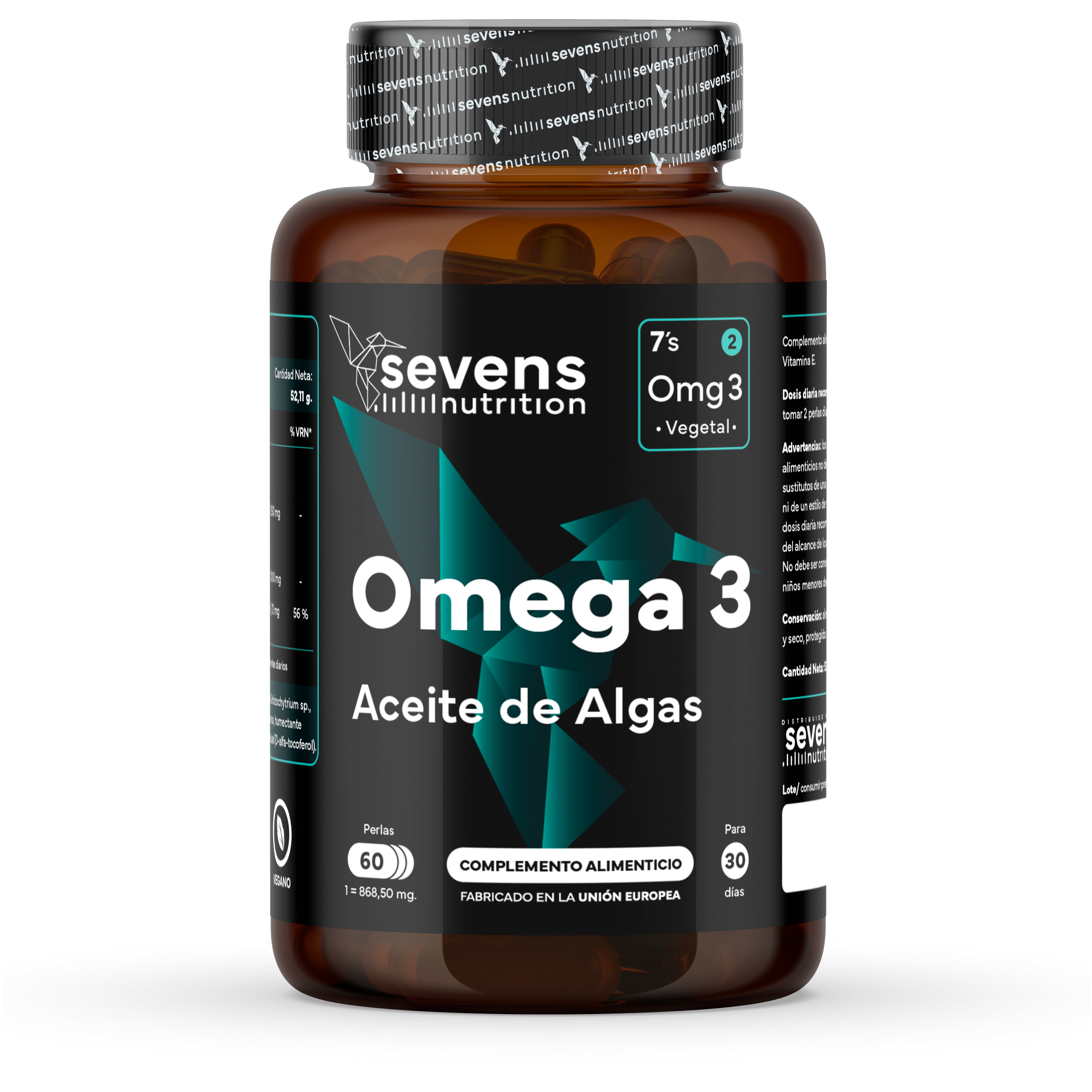Omega 3 de algas Sevens Nutrition con 1000 mg DHA