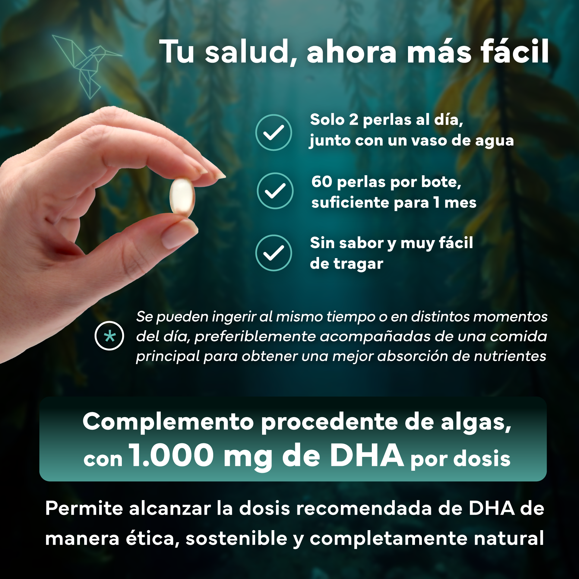 Comprar suplemento de Omega 3 de aceite de algas para bienestar diario