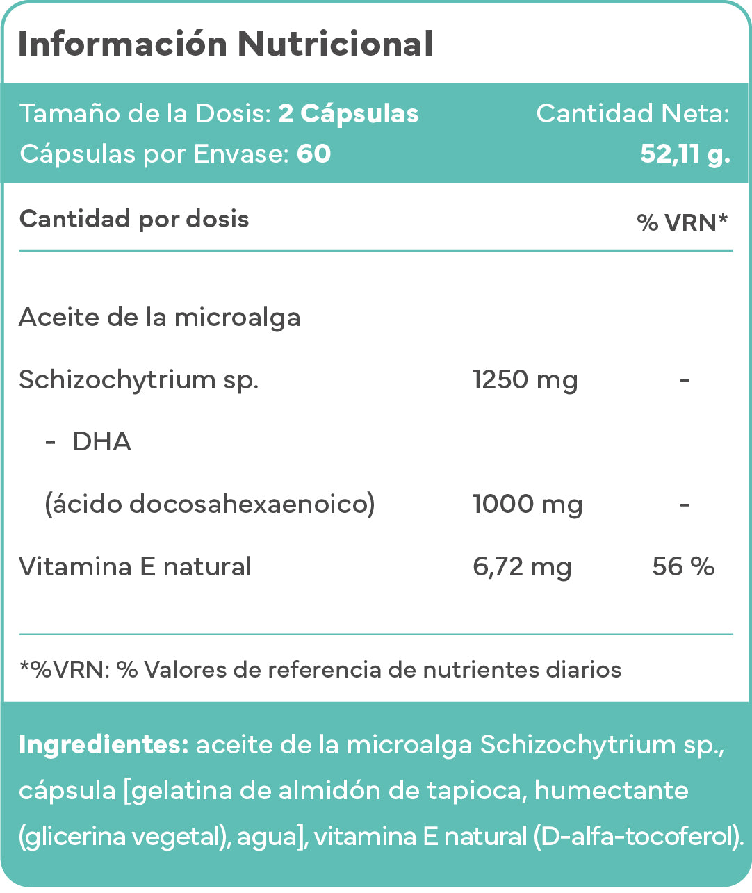 Omega 3 natural para apoyar corazón, cerebro y visión