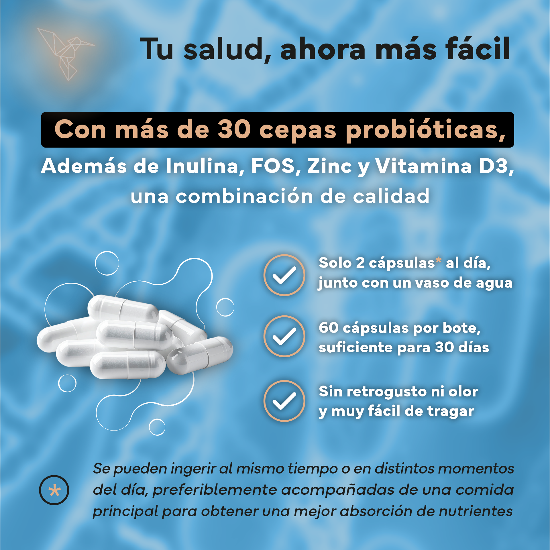 Comprar probióticos avanzados con 30 cepas Lactobacillus y Bifidobacterium