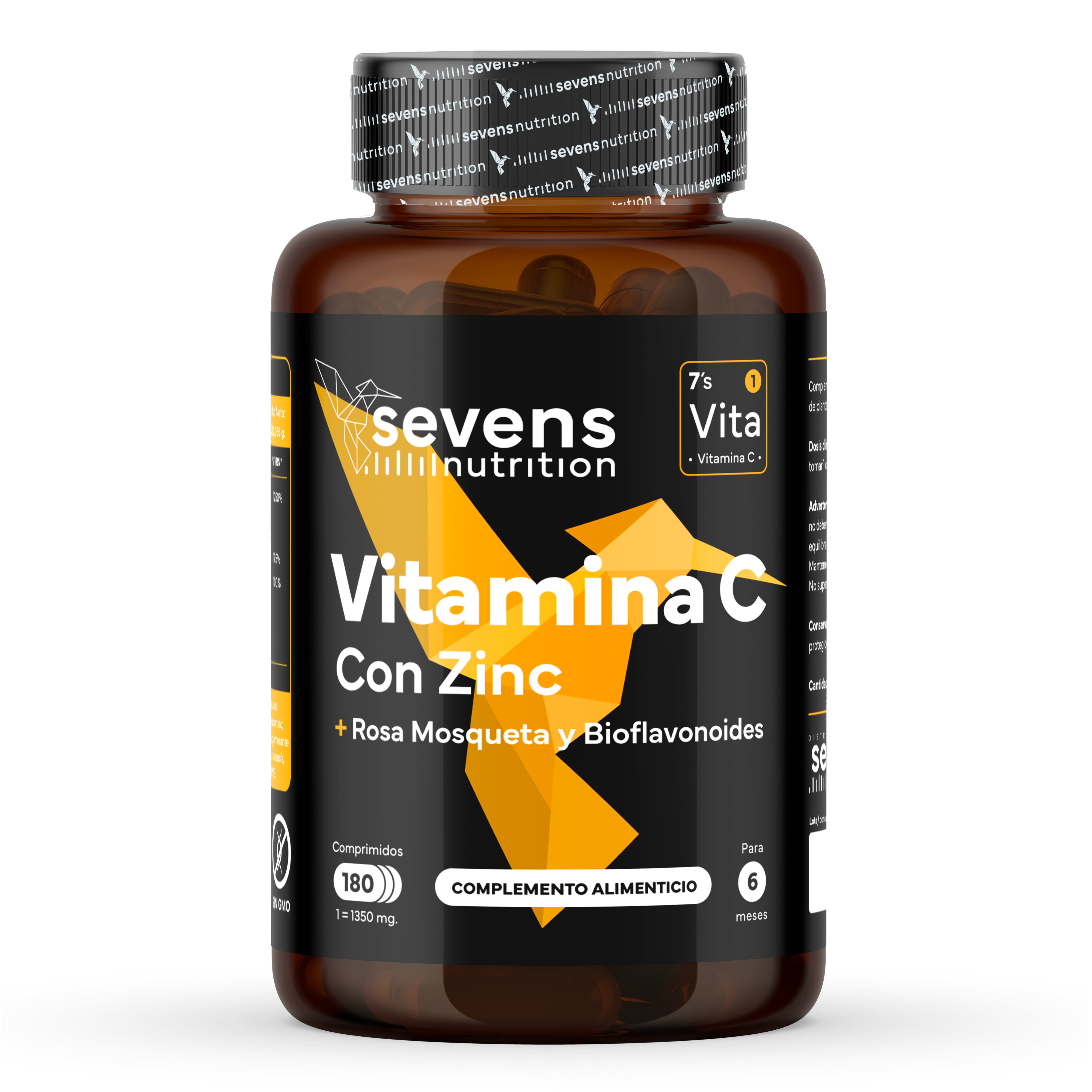 Vitamina C Sevens Nutrition 1000 mg con zinc para aumentar las defensas