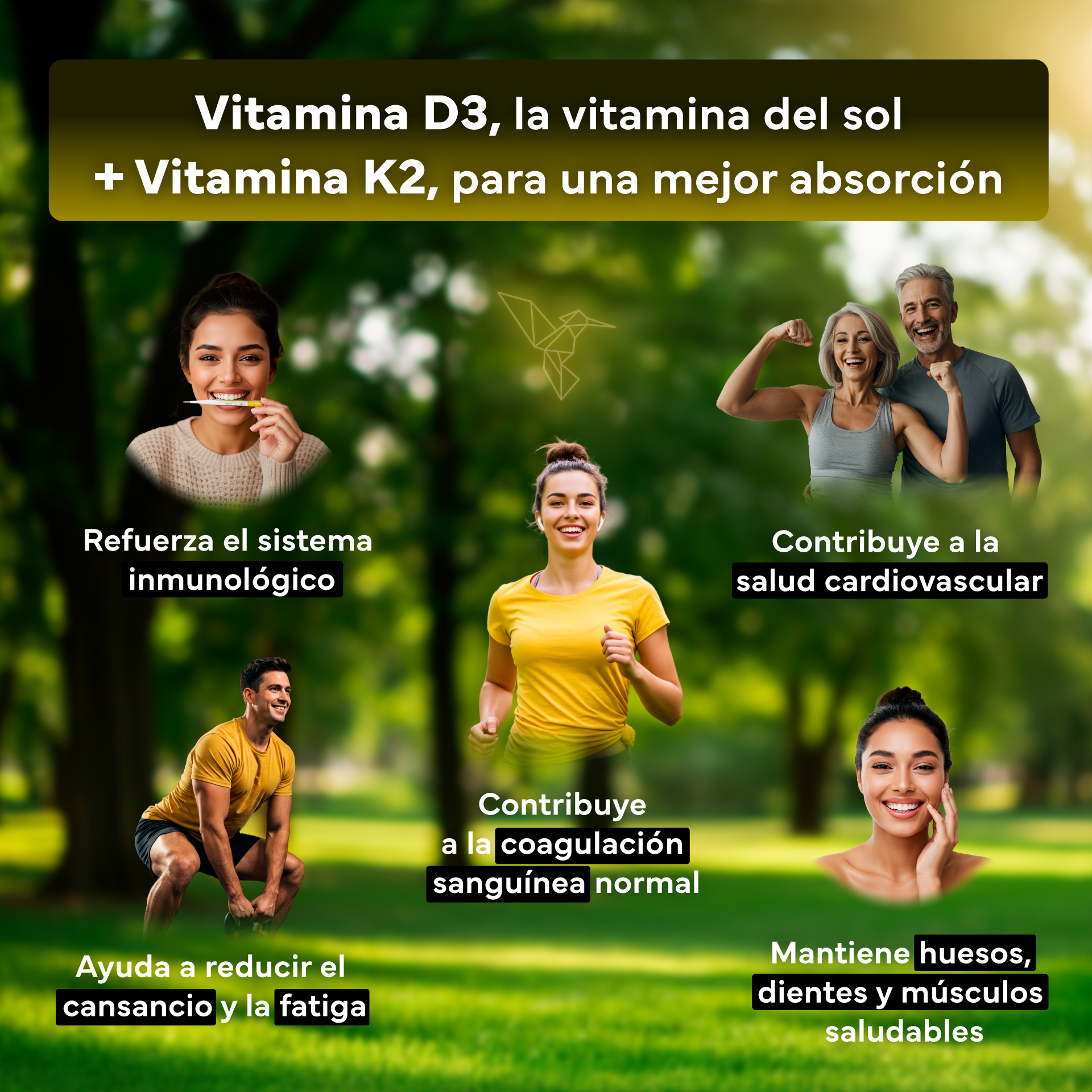 Suplemento D3 + K2 de alta absorción Sevens Nutrition