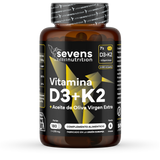 Vitamina D3 + K2 Sevens Nutrition en cápsulas softgel con aceite de oliva